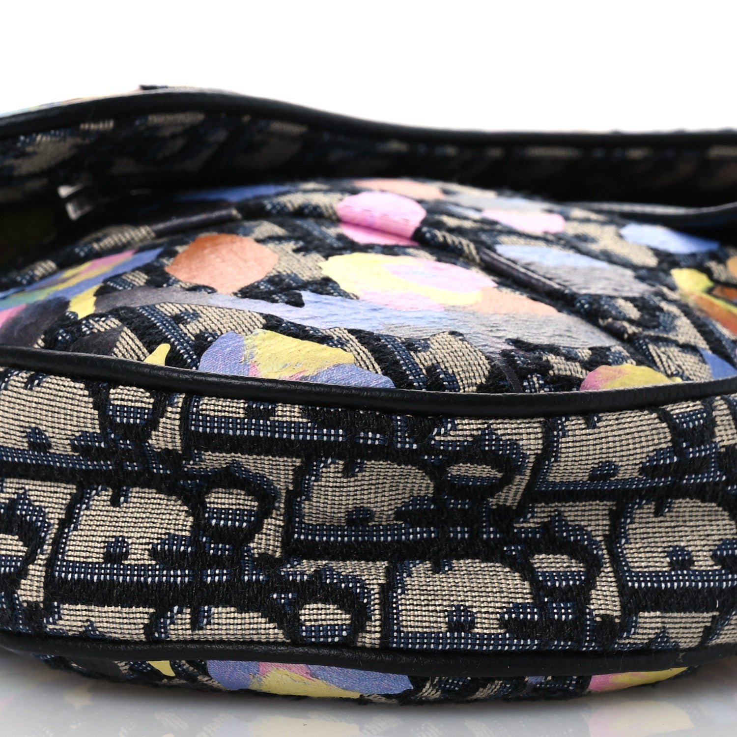 Christian Dior X ALEX FOXOTN Oblique Floral Print Mens Saddle Bag Blue Multicolor 9 of 15