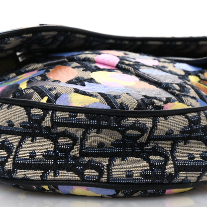 Christian Dior X ALEX FOXOTN Oblique Floral Print Mens Saddle Bag Blue Multicolor 9 of 15