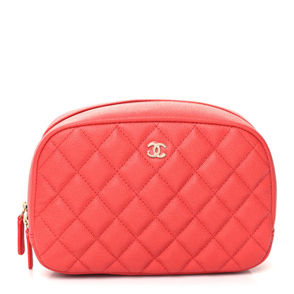 Chanel Caviar Quilted Medium Curvy Pouch Cosmetic Case Red 1 of 10