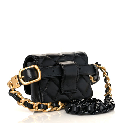 Chanel Lambskin Lacquered Metal Quilted Flap Chain Belt Bag Black 3 of 12
