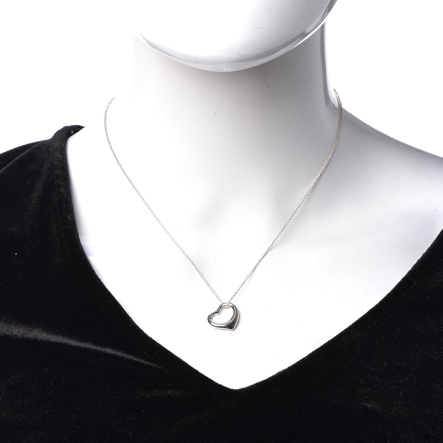 Sterling Silver 14mm Elsa Peretti Open Heart Pendant Necklace