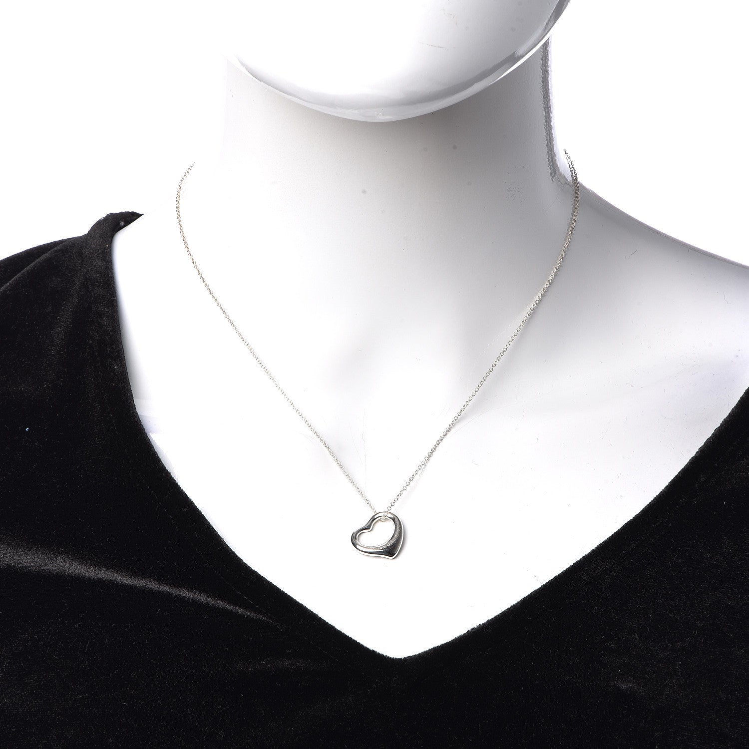 Tiffany Sterling Silver 14mm Elsa Peretti Open Heart Pendant Necklace 2 of 6