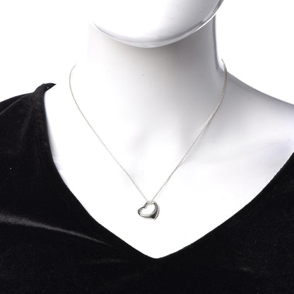 Tiffany Sterling Silver 14mm Elsa Peretti Open Heart Pendant Necklace 2 of 6