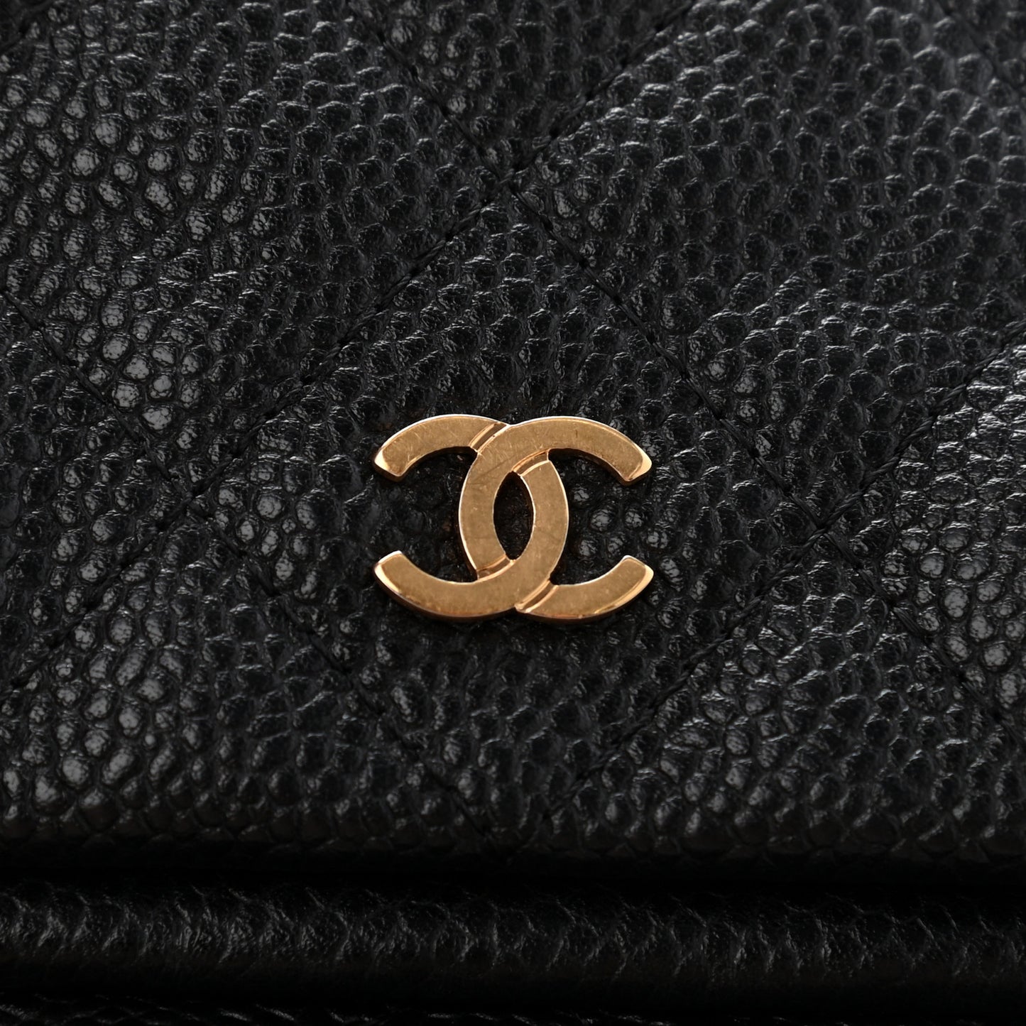 Caviar Quilted CC Beauty Clutch Black