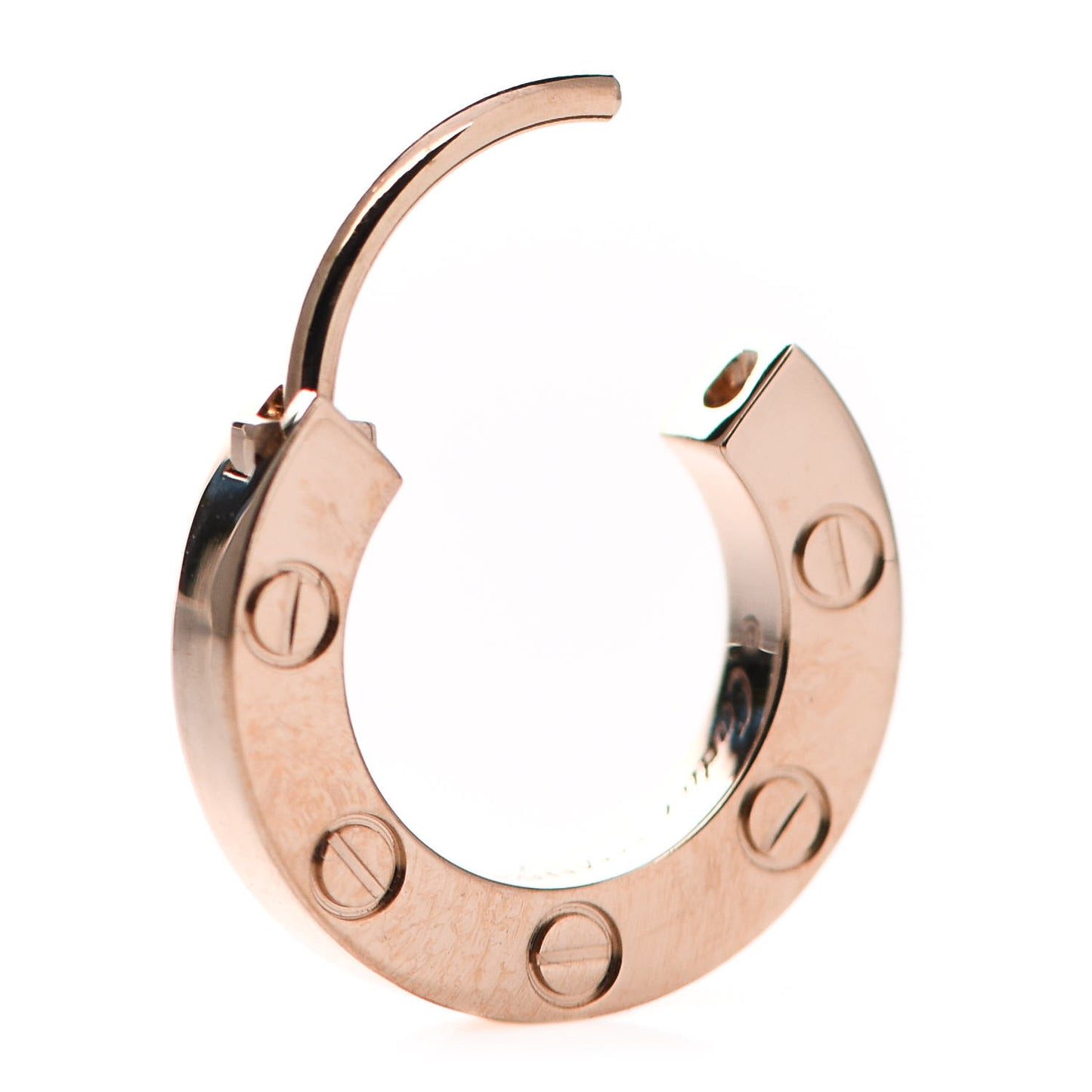18K Pink Gold Single LOVE Hoop Earring