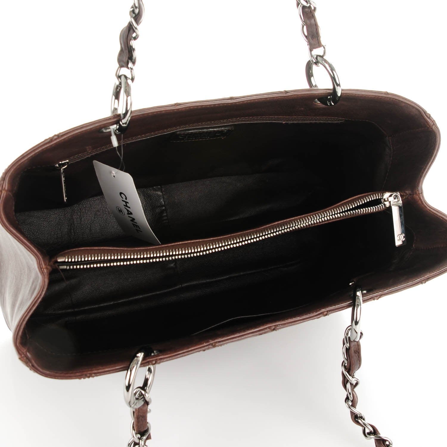 Chanel Calfskin Quilted Grand Shopping Tote GST Dark Brown 5 of 11