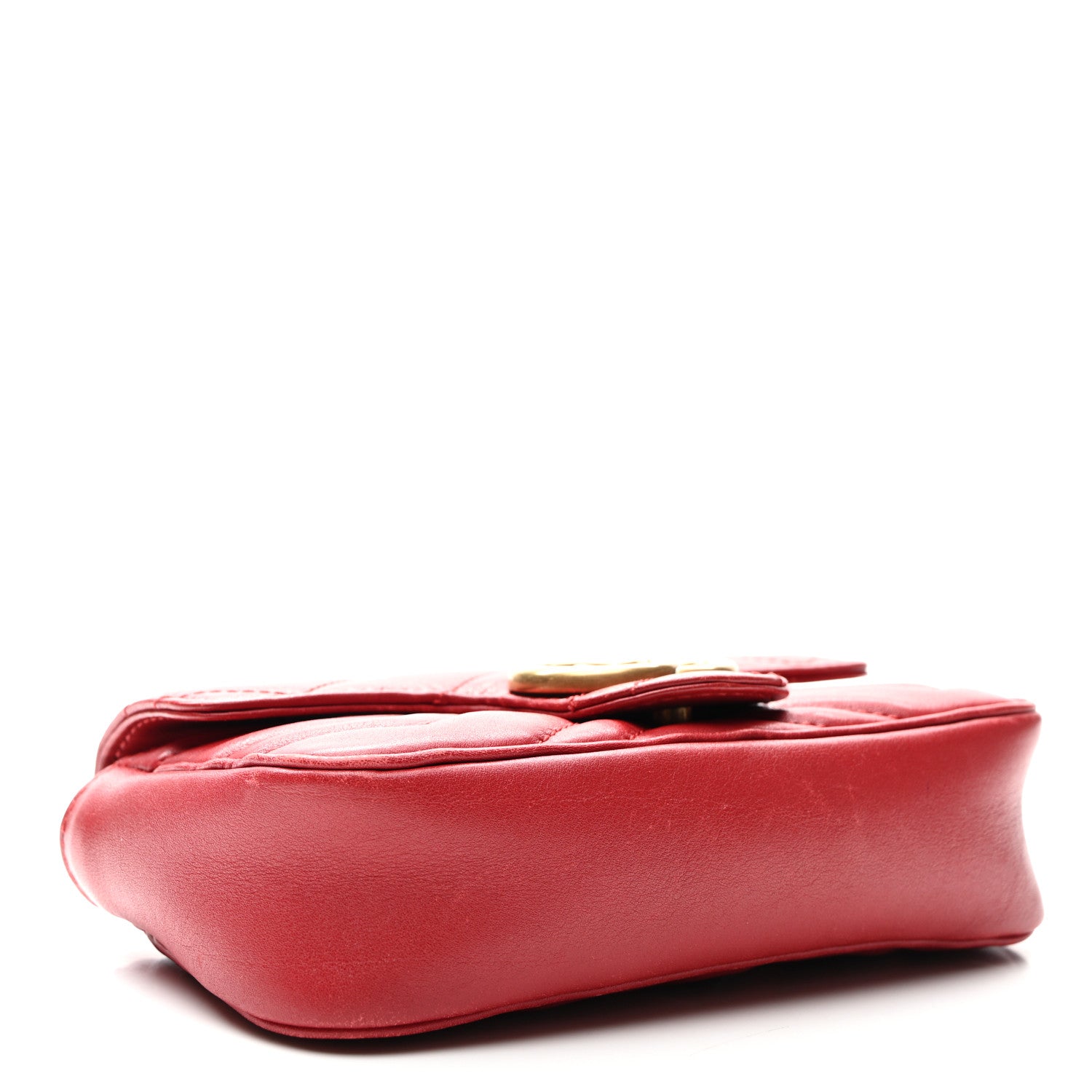 Gucci Calfskin Matelasse Super Mini GG Marmont Shoulder Bag Hibiscus Red 4 of 11