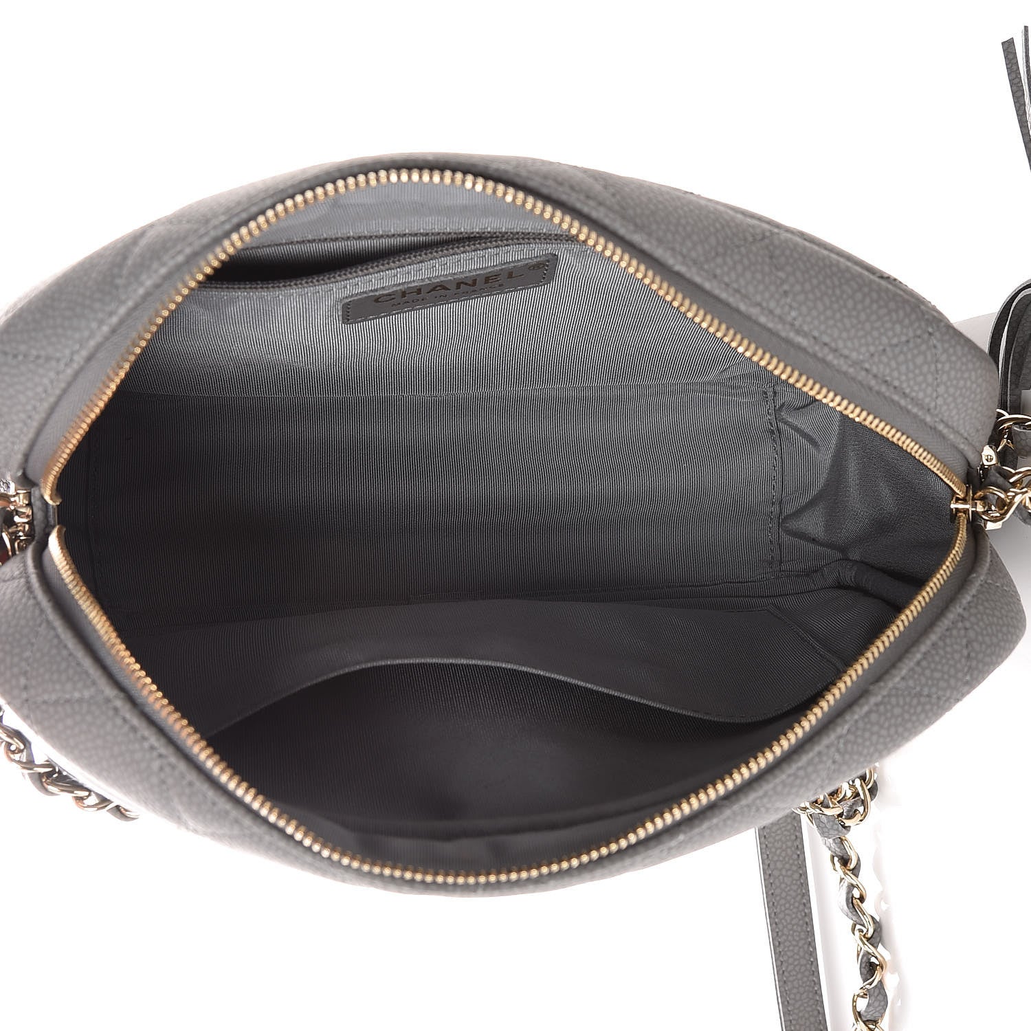 Chanel Iridescent Caviar Flat Quilted Small Coco Tassel Camera Case Grey 5 of 10