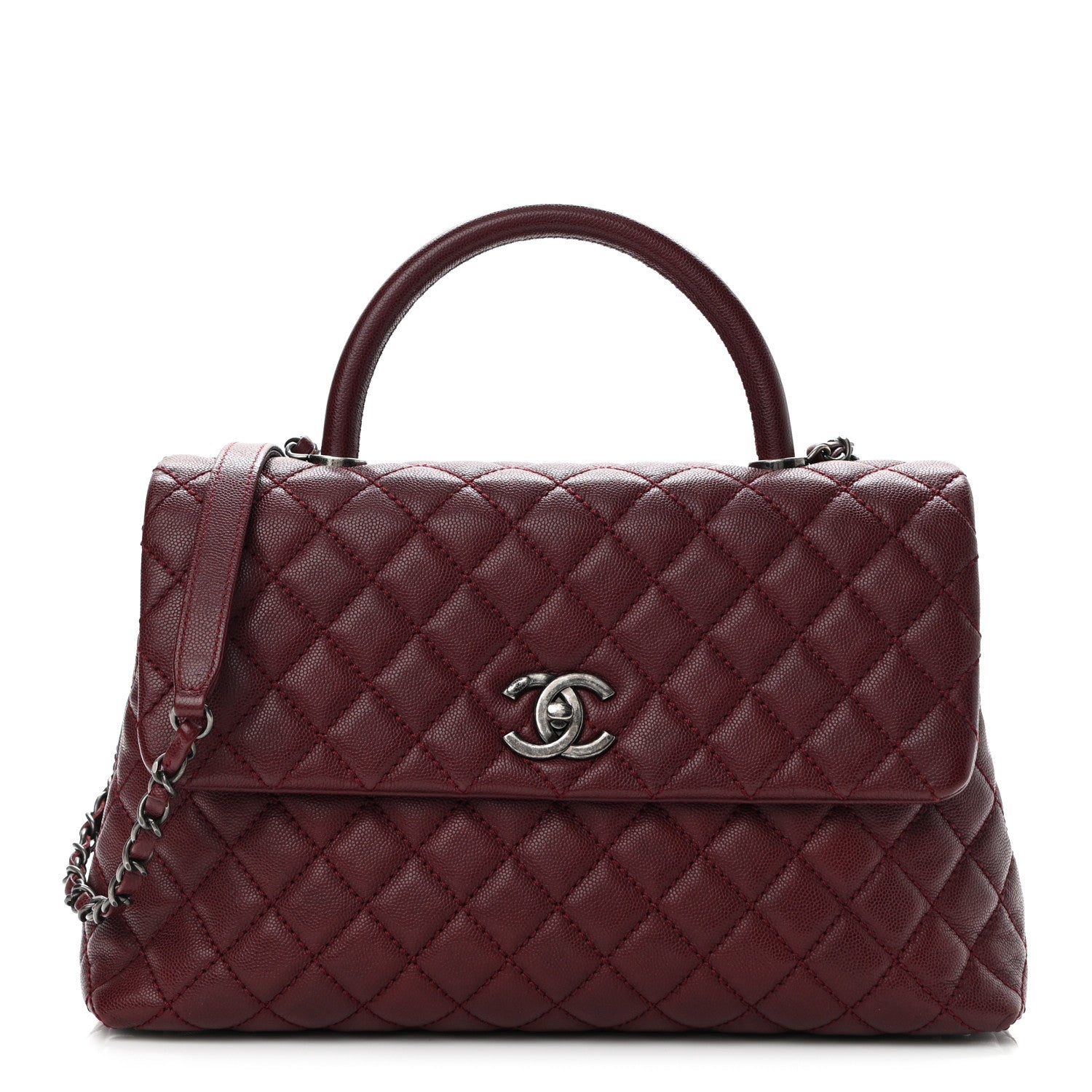 Chanel Caviar Quilted Medium Coco Handle Flap Burgundy 1 of 11