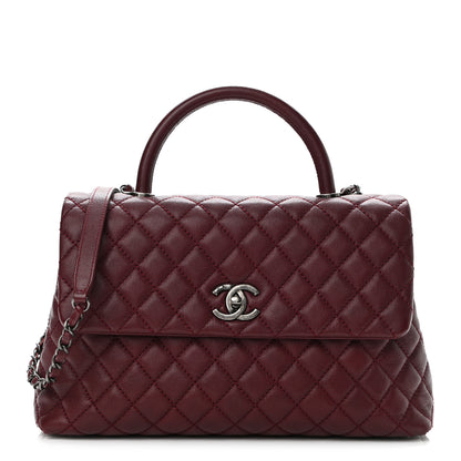Chanel Caviar Quilted Medium Coco Handle Flap Burgundy 1 of 11