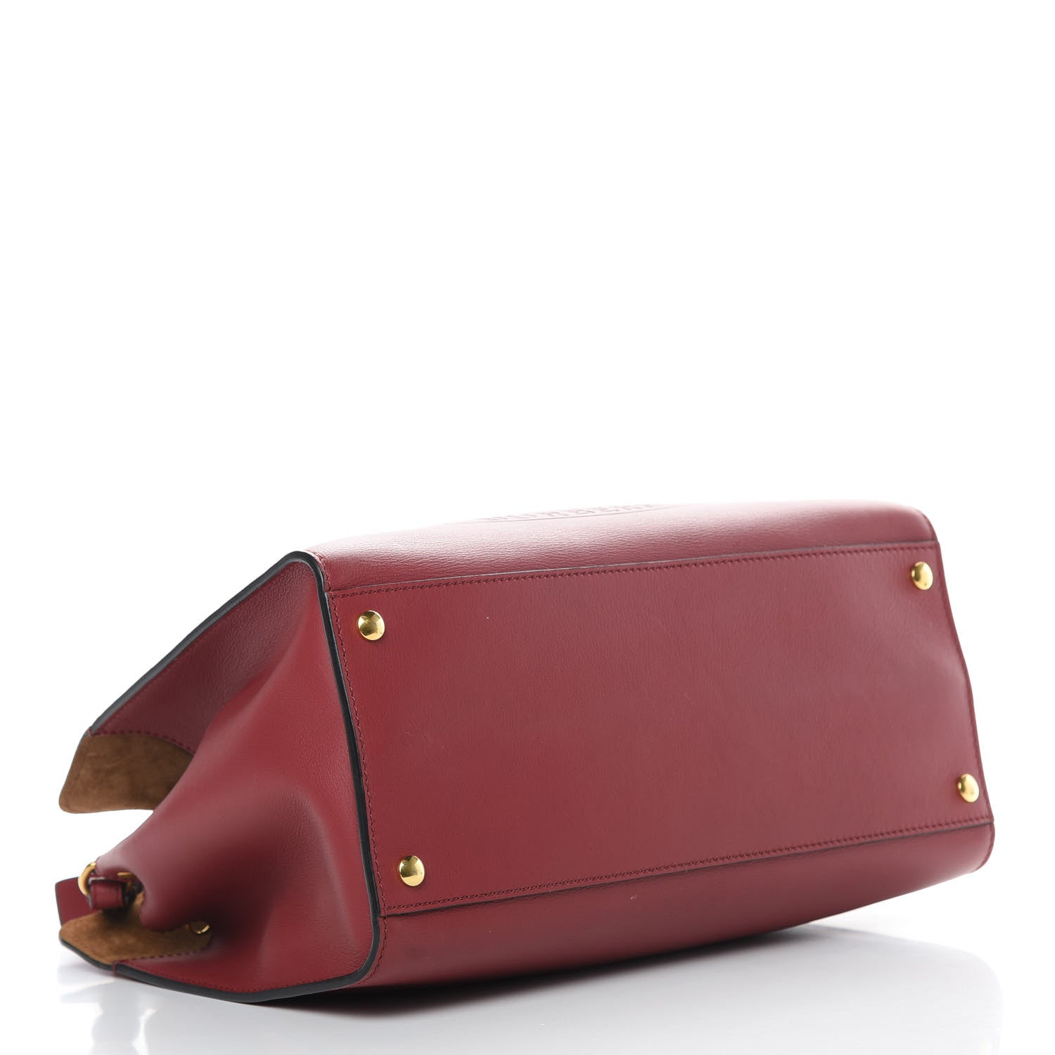 Burberry Smooth Calfskin Small Grommet Embossed Crest Bag Red 4 of 15