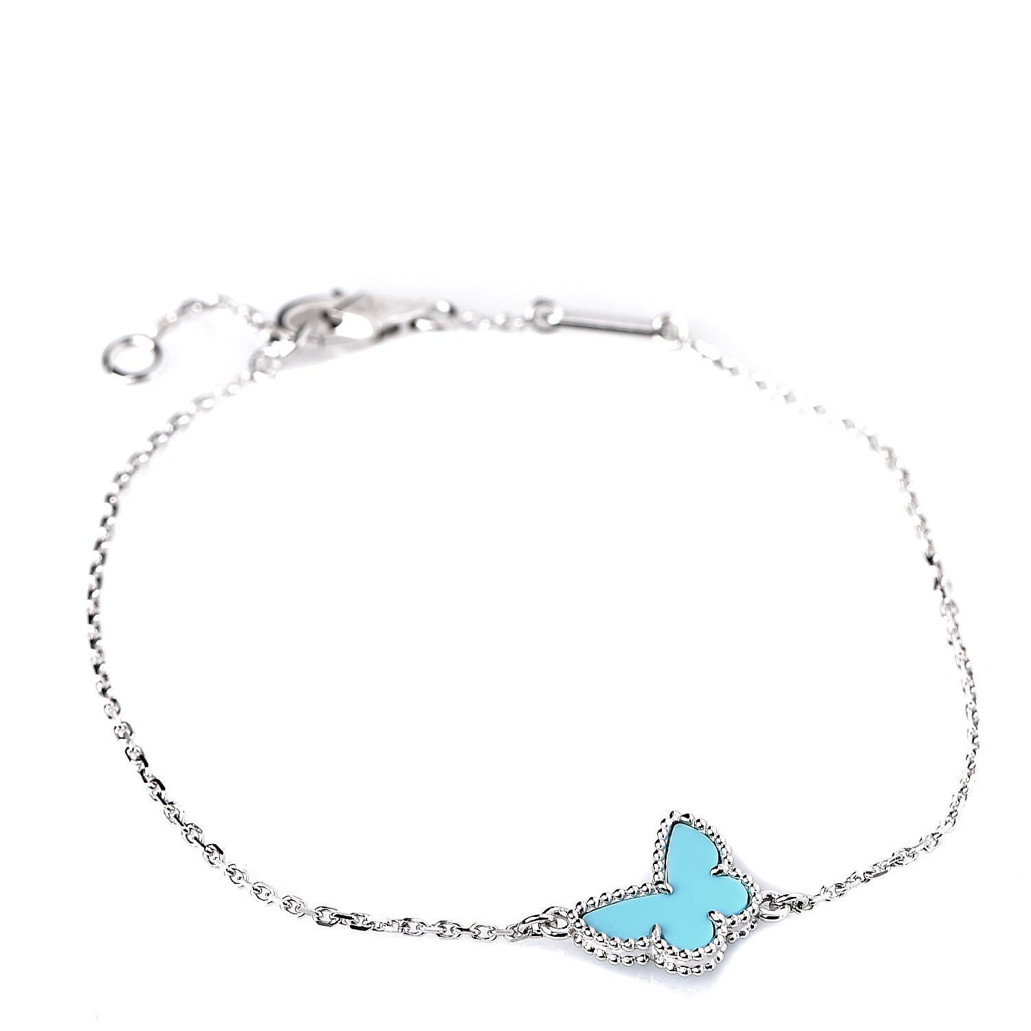 Van Cleef & Arpels 18K White Gold Turquoise Sweet Alhambra Butterfly Bracelet 1 of 7