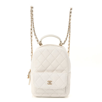 Chanel Caviar Quilted CC Mini Classic Backpack White 1 of 12