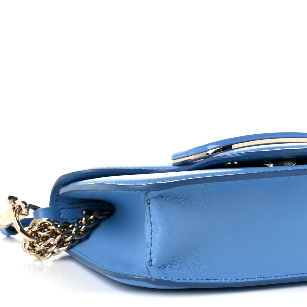 Calfskin Enamel Vlogo Small Loco Shoulder Bag Denim