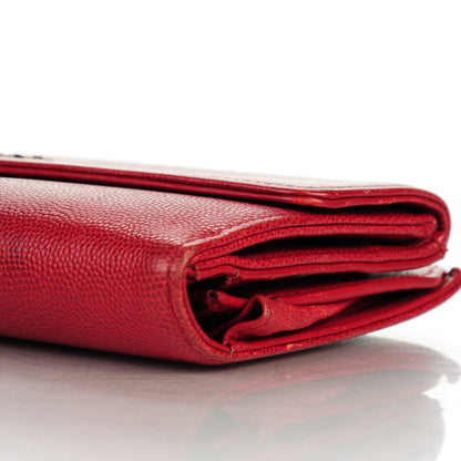 Chanel Caviar Brilliant Sevruga Long Flap Wallet Red 9 of 13