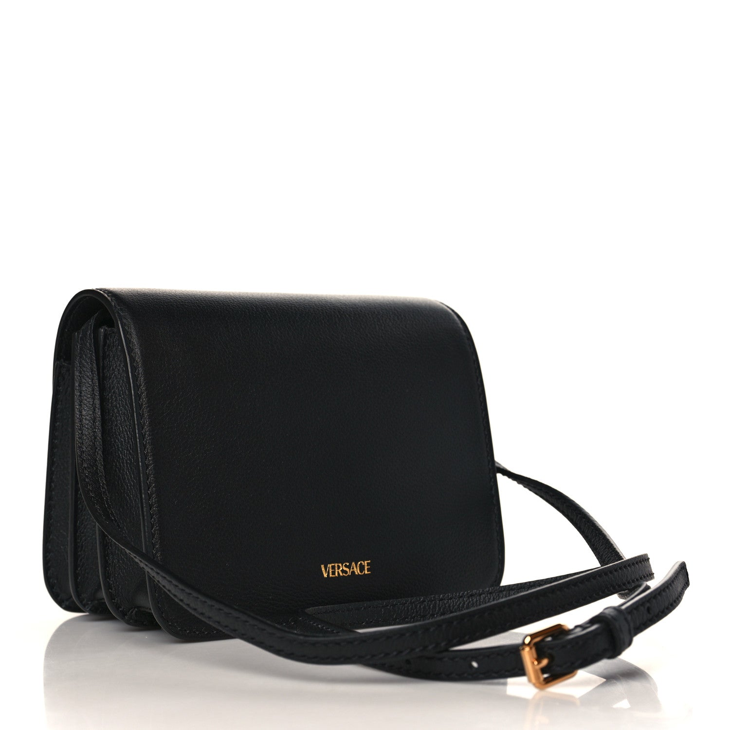 Versace Grained Calfskin Medusa Shoulder Bag Black 2 of 7