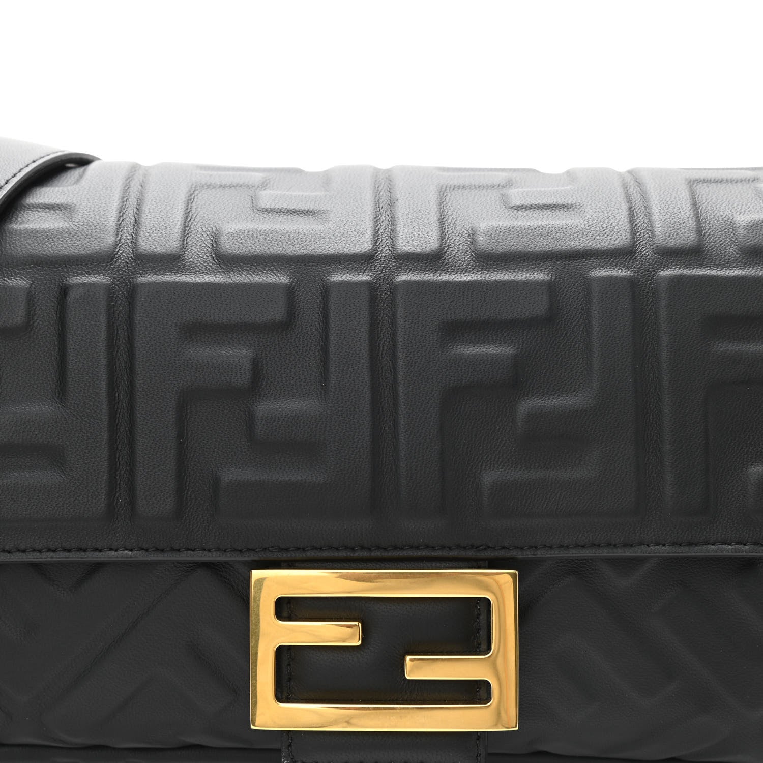 Fendi Nappa FF 1974 Embossed Baguette Black 8 of 10