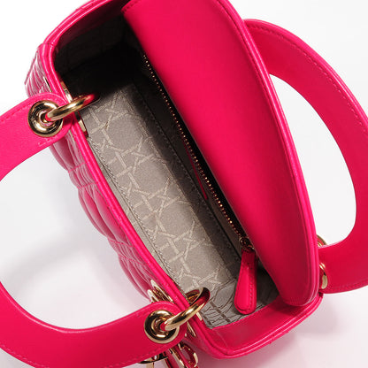 Christian Dior Lambskin Cannage Mini Lady Dior Fuchsia 5 of 8