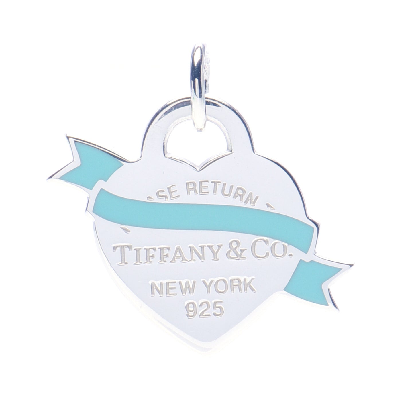 Sterling Silver Enamel Return To Tiffany Heart Ribbon Charm Blue