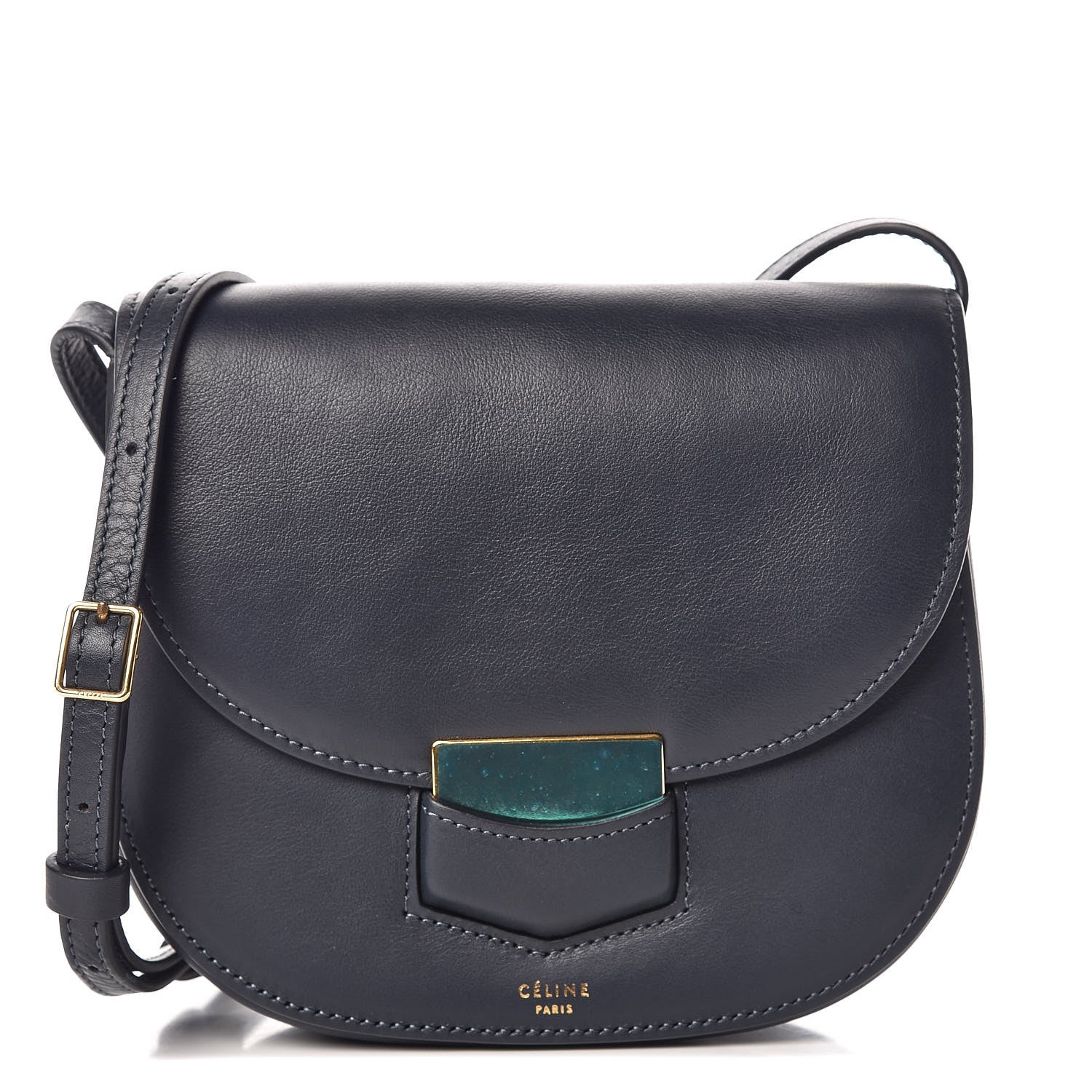 Celine Smooth Calfskin Small Trotteur Navy Blue 1 of 9