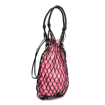 Prada Satin Net Bucket Bag Fuxia Black 2 of 9