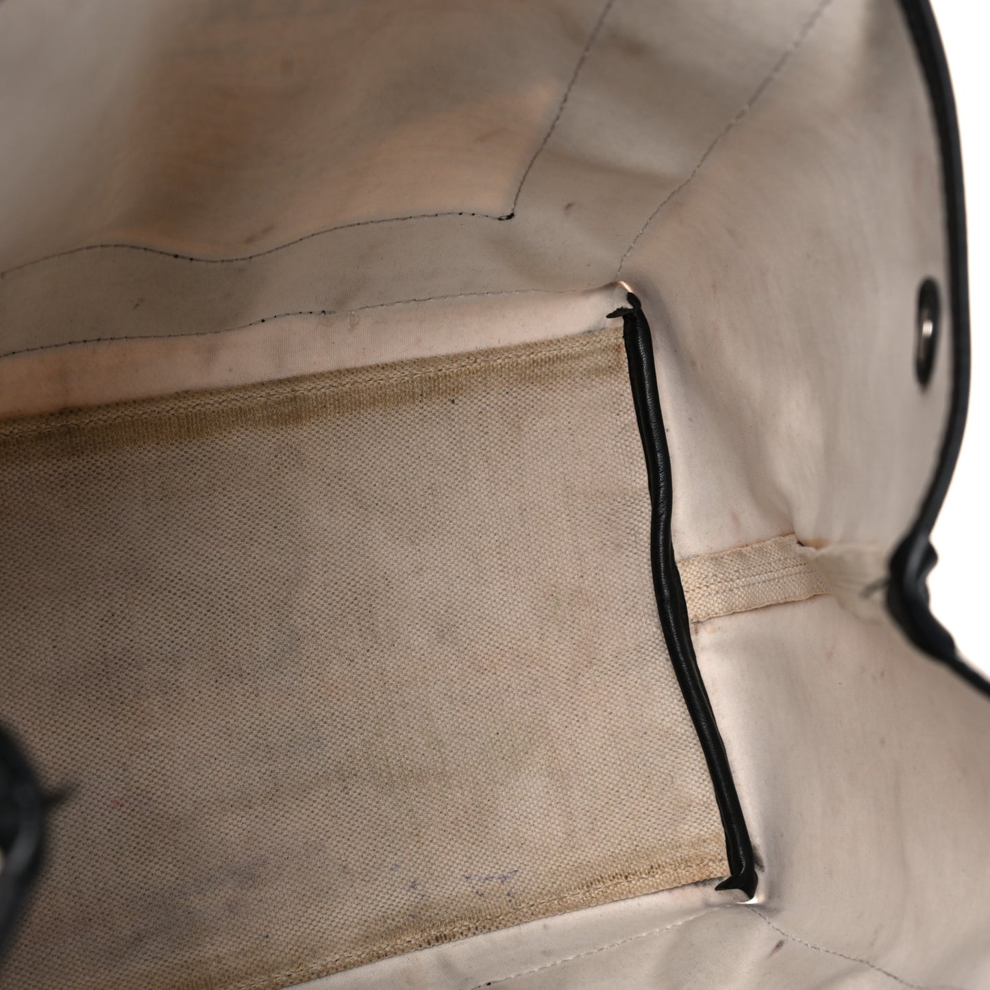 Cotton Canvas Satin Calfskin S Navy Cabas Natural Black
