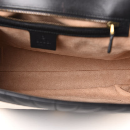 Gucci Calfskin Bamboo Trapuntata Queen Margaret Top Handle Bag Mystic White Black 5 of 15