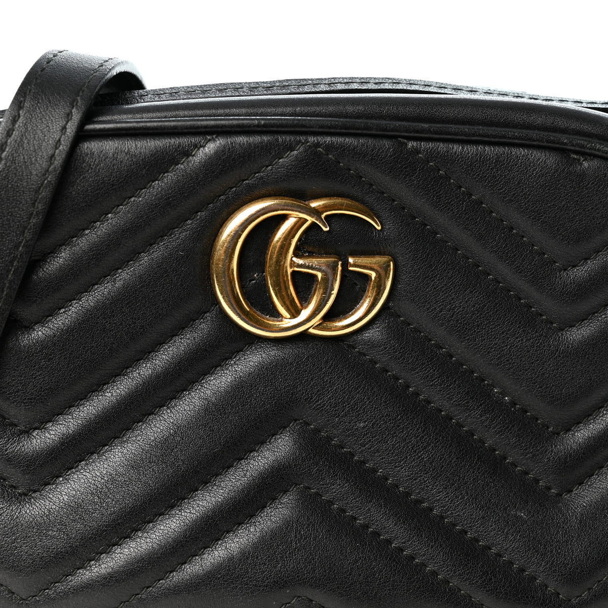Calfskin Matelasse Mini GG Marmont Chain Shoulder Bag Black