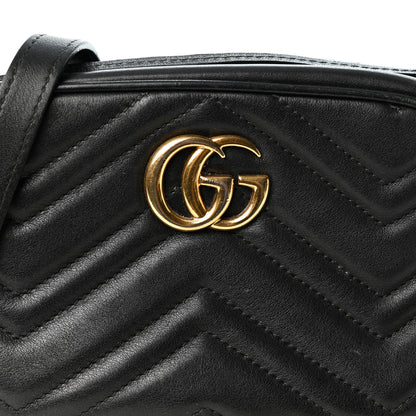 Gucci Calfskin Matelasse Mini GG Marmont Chain Shoulder Bag Black 8 of 10