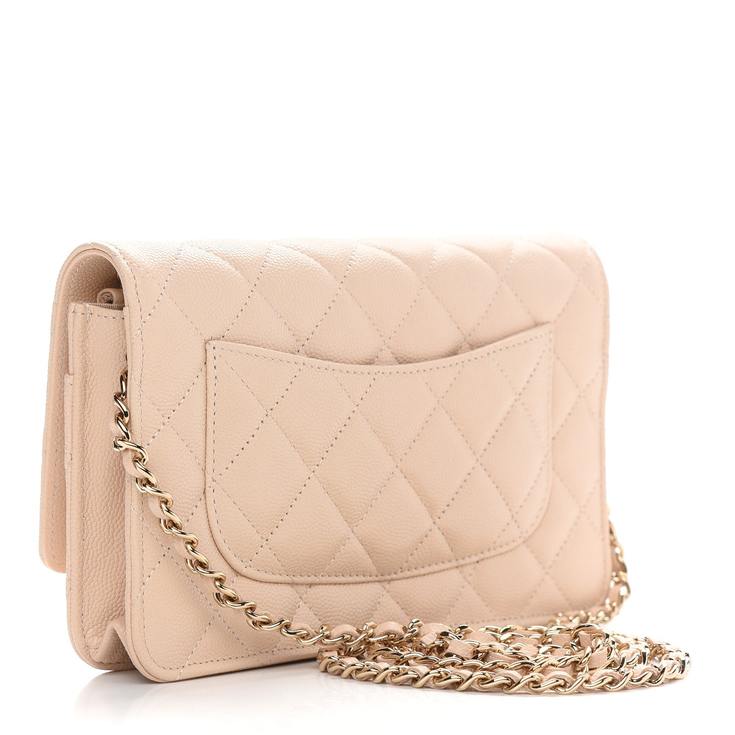Caviar Quilted Coco Candy Wallet On Chain WOC Beige