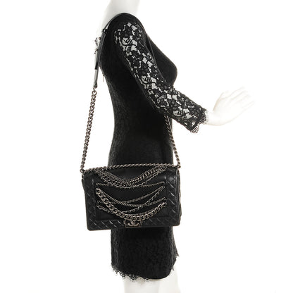 Chanel Calfskin Enchained Medium Boy Flap Black 2 of 8
