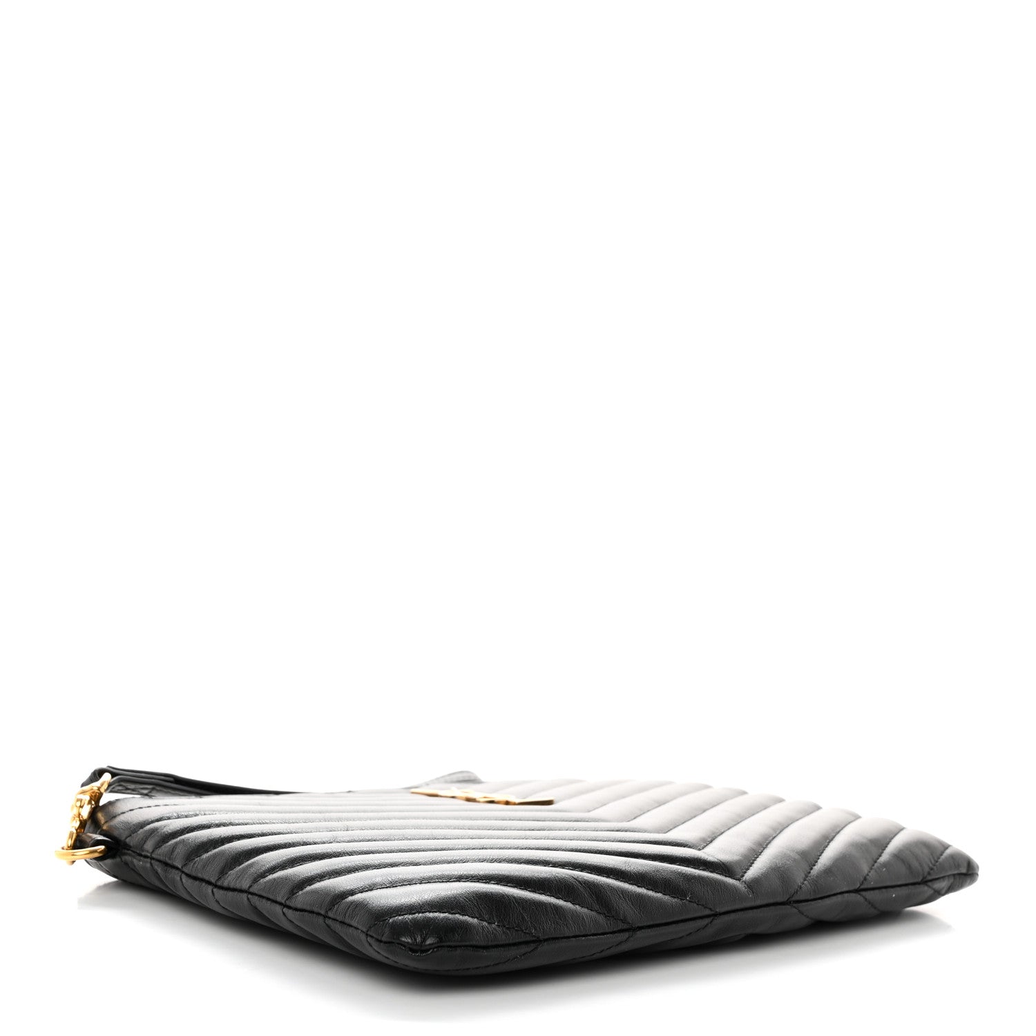 Saint Laurent Calfskin Matelasse Chevron Monogram A5 Wristlet Black 4 of 8