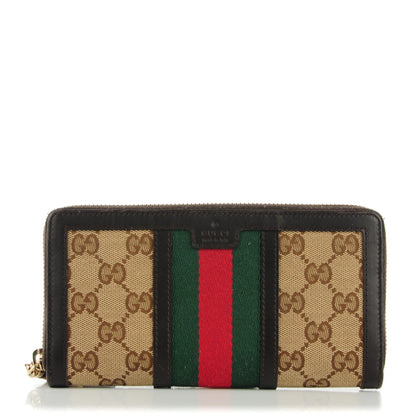 Gucci Monogram Web Rania Zip Around Wallet Brown 1 of 7