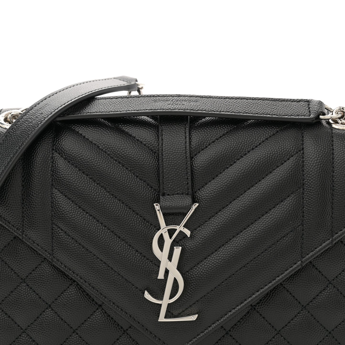 Grain De Poudre Textured Mixed Matelasse Triquilt Medium Monogram Satchel Black