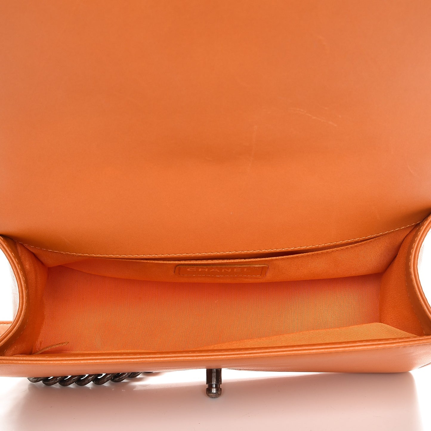 Lambskin Quilted Medium Boy Flap Orange