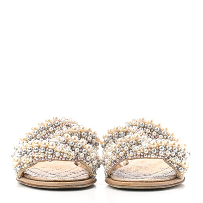 Chanel Fantasy Calfskin Pearl Cord CC Mules 35.5 Ivory 2 of 8