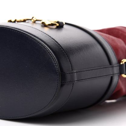 Gucci Azalea Sakai Be Green Calfskin Horsebit 1955 Drawstring Bucket Bag Blue New Cherry Red 7 of 10