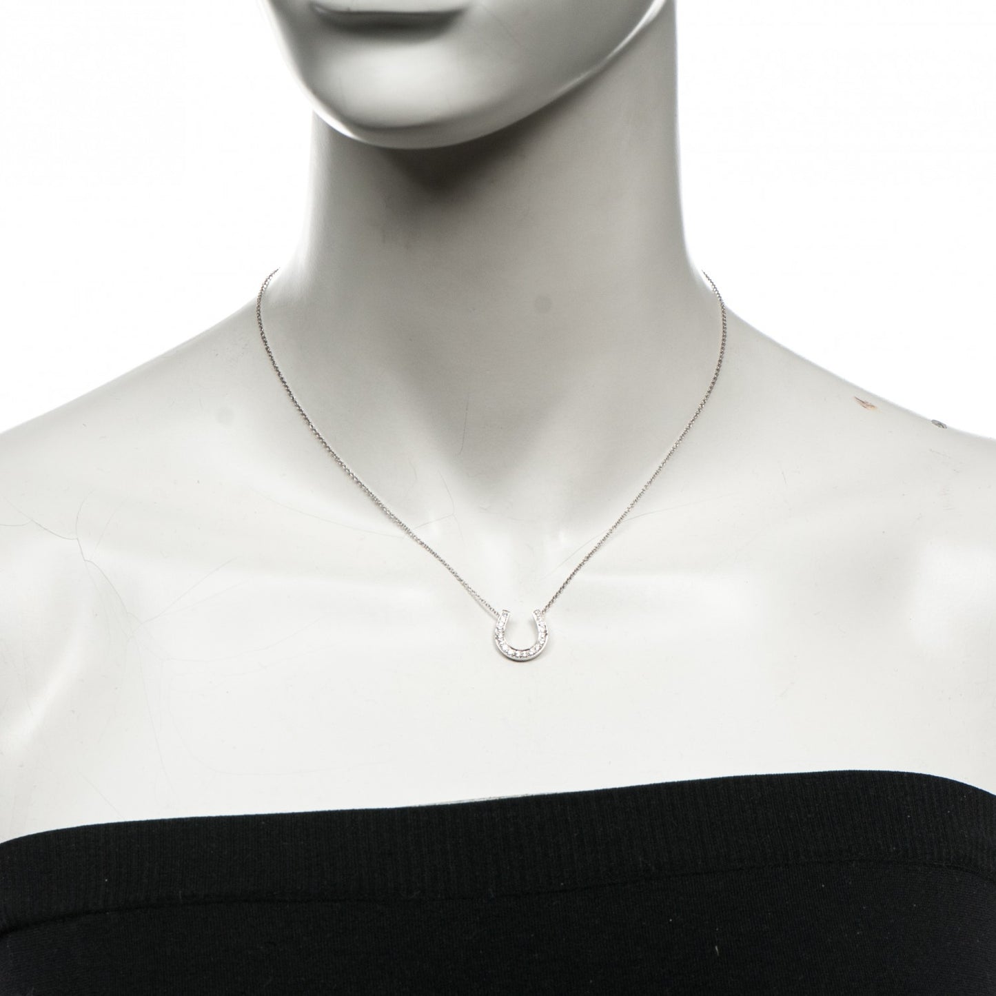 Platinum Diamond Horseshoe Pendant Necklace