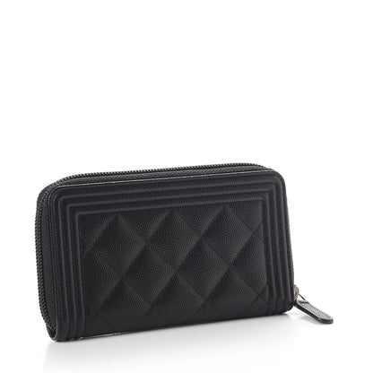 Chanel Caviar Quilted Small Boy Zip Around Wallet Black 3 of 9