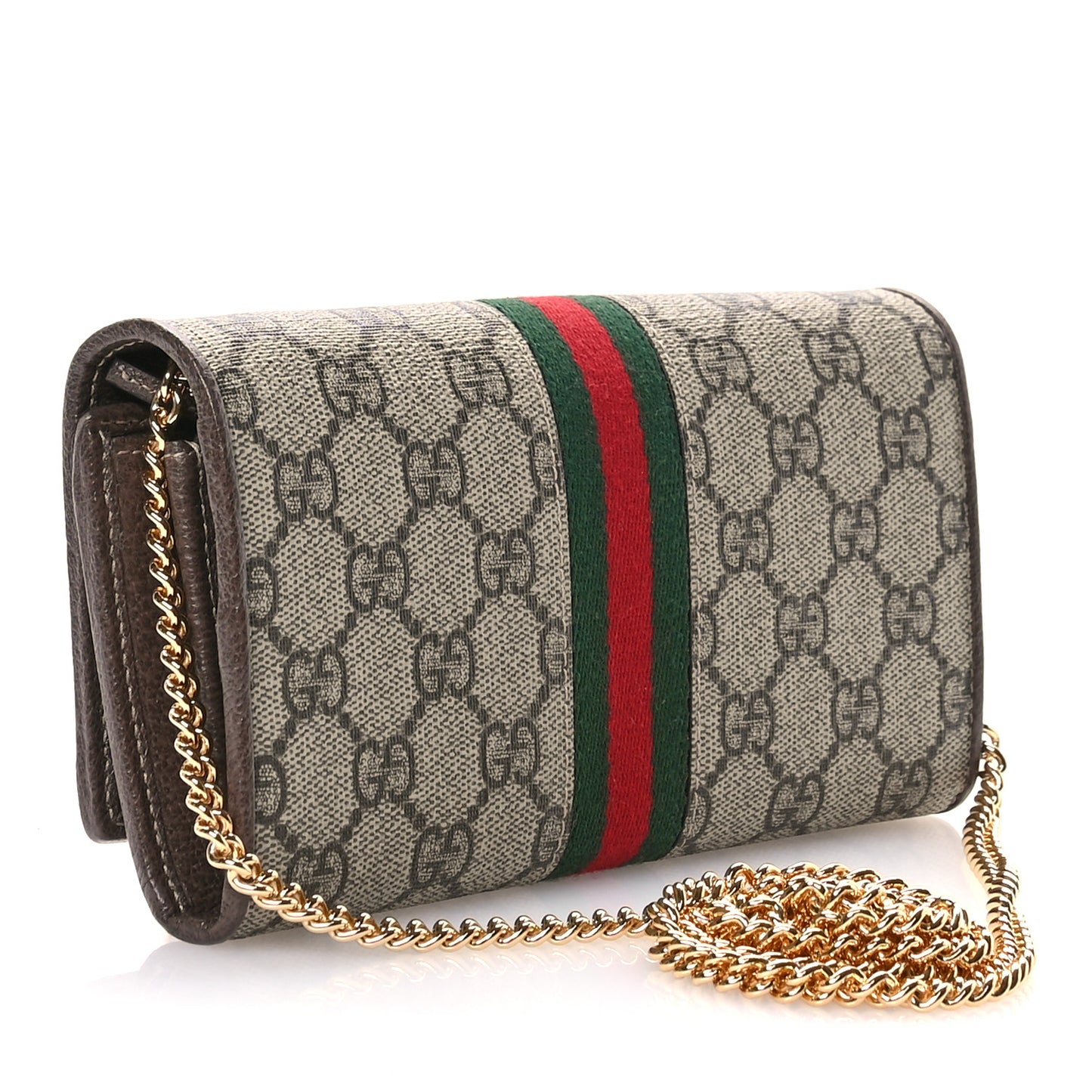 GG Supreme Monogram Web Ophidia Wallet On Chain Brown
