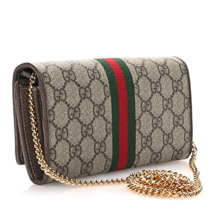 Gucci GG Supreme Monogram Web Ophidia Wallet On Chain Brown 3 of 10