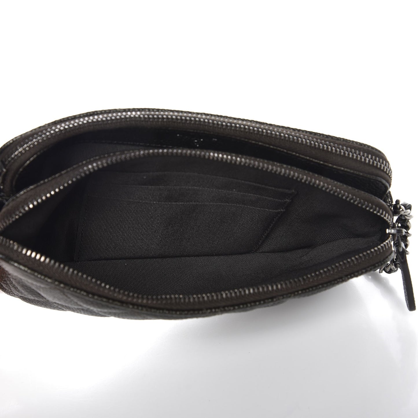 Caviar Quilted Small Clutch With Chain Dark Charcoal