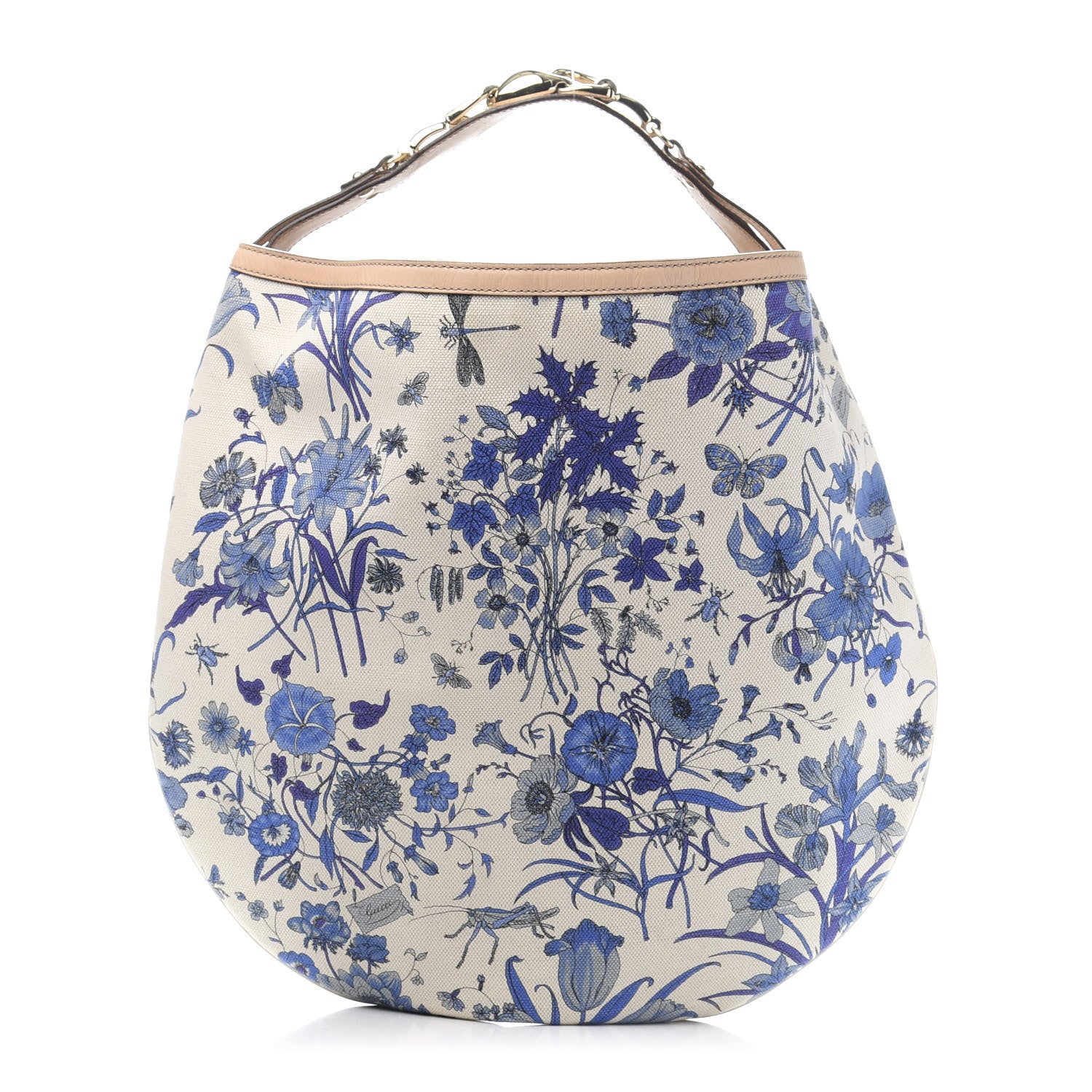 Gucci Canvas Flora Floral Large Wave Hobo Blue 1 of 12
