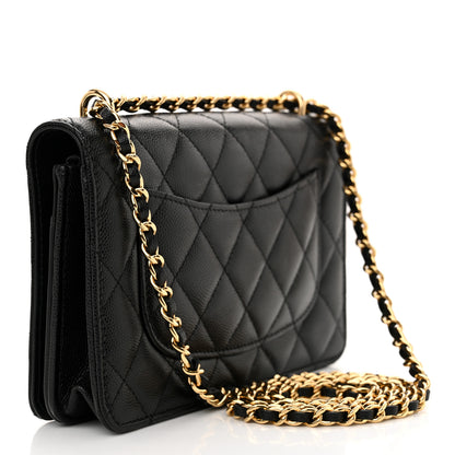 Chanel Caviar Quilted Pocket Clutch With Chain WOC Black 3 of 13