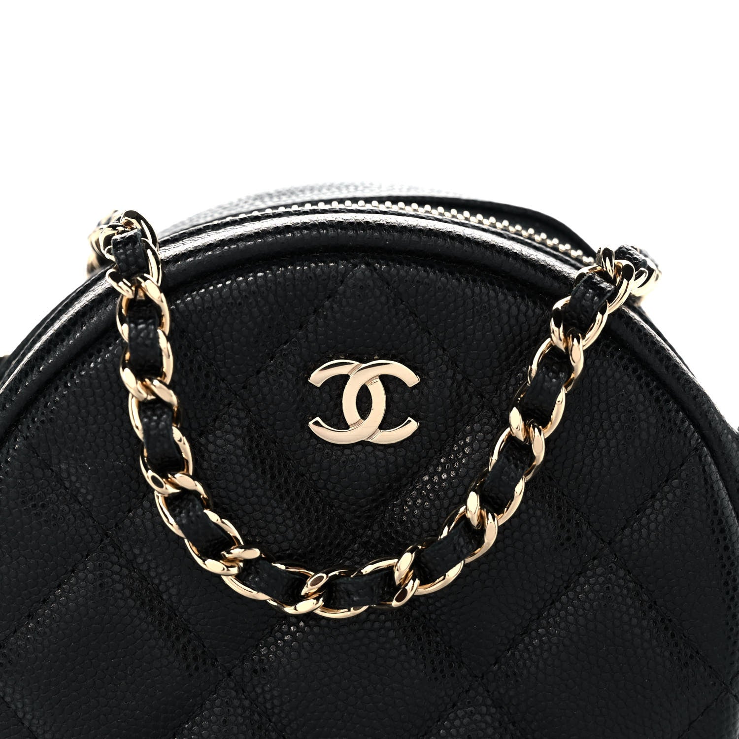 Chanel Caviar Quilted Round Clutch With Chain Black 8 of 11