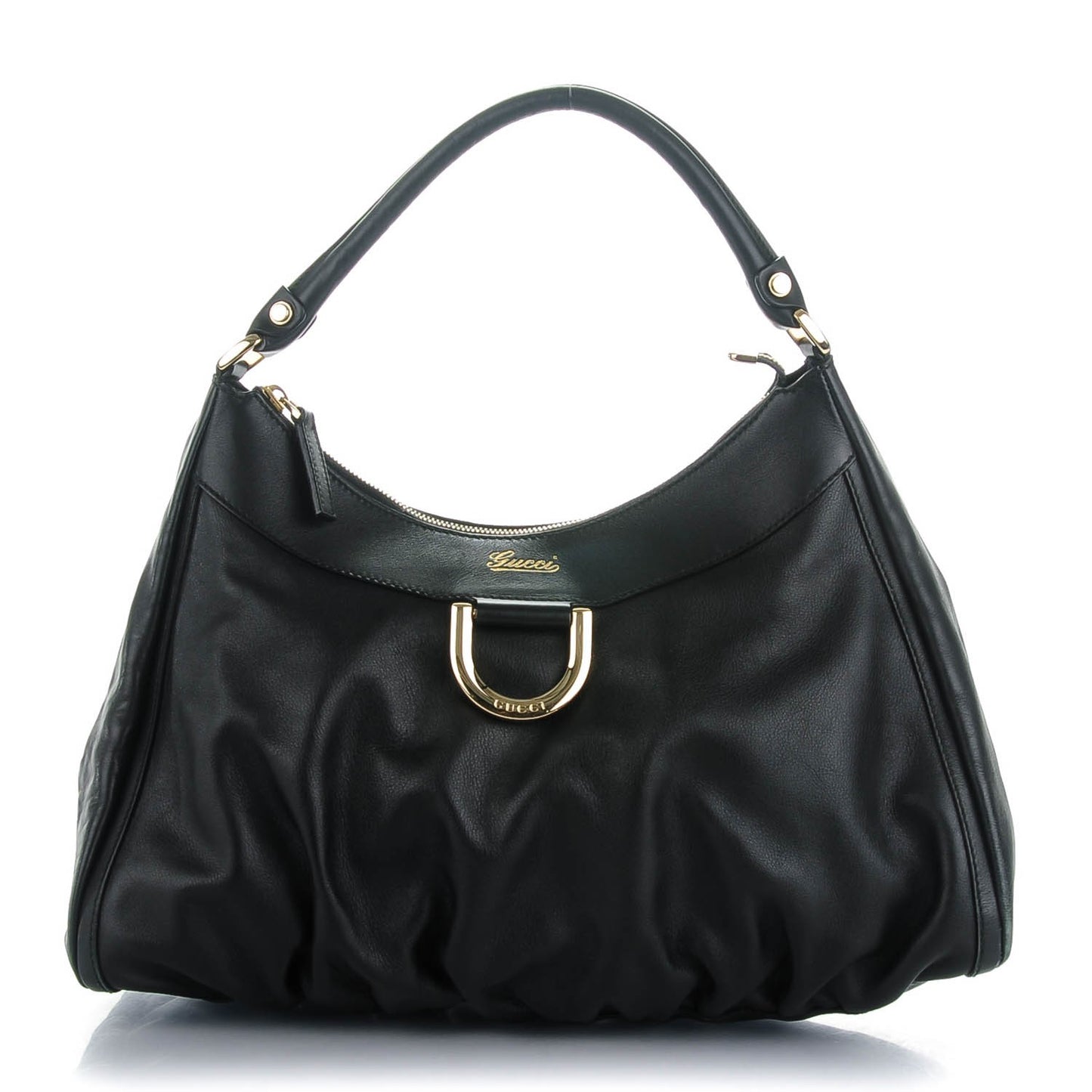 Calfskin Large D Gold Hobo Black
