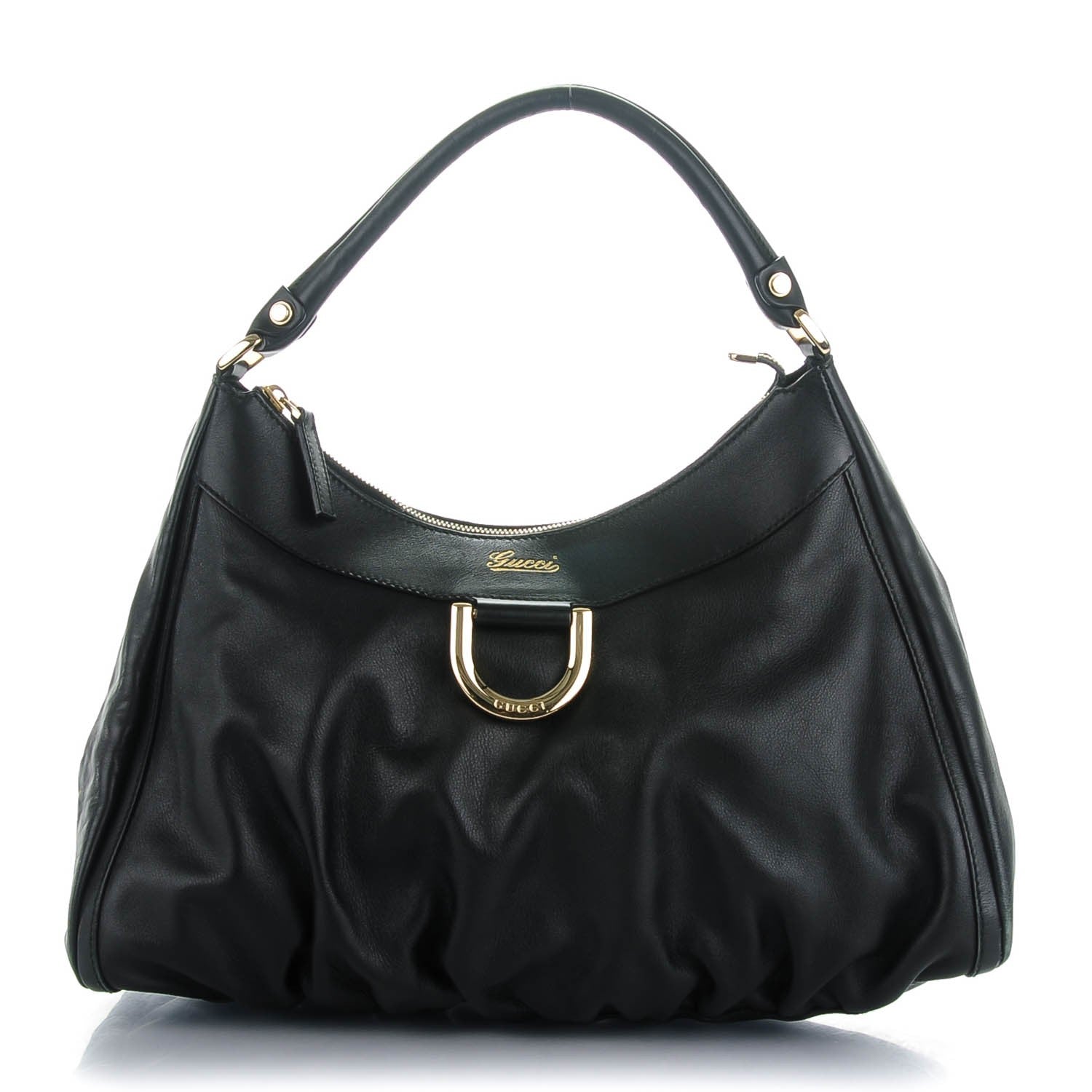 Gucci Calfskin Large D Gold Hobo Black 1 of 7
