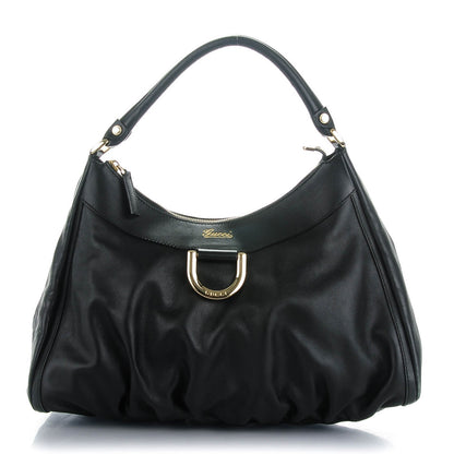 Gucci Calfskin Large D Gold Hobo Black 1 of 7