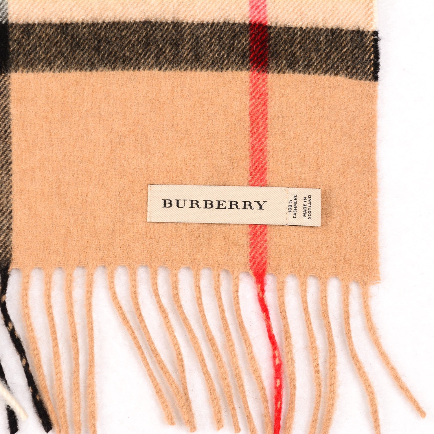 Burberry Cashmere Giant Heritage Check Fringe Scarf Camel 4 of 4