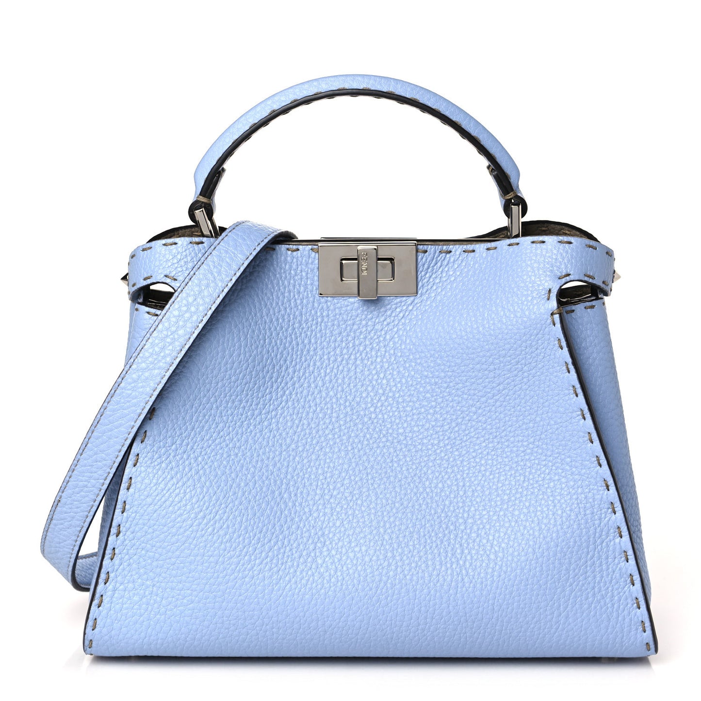 Cuoio Roma Selleria Chamois Bi-Color Medium Peekaboo Iconic Essentially Satchel Sky Blue Latte